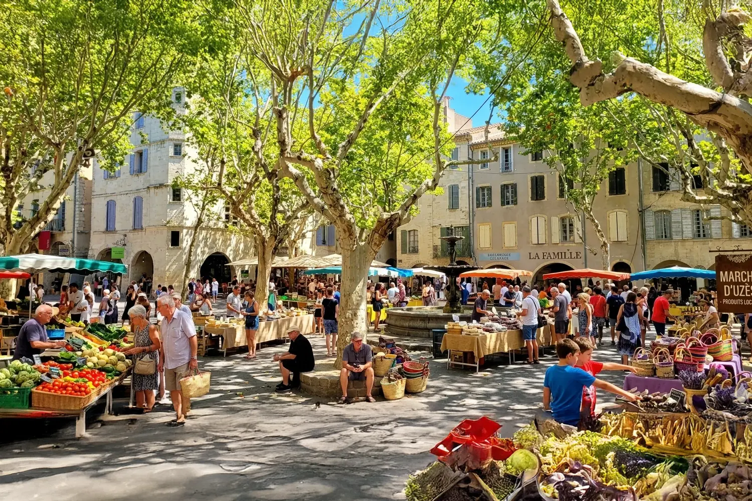 Uzès, ruelles et place du marché